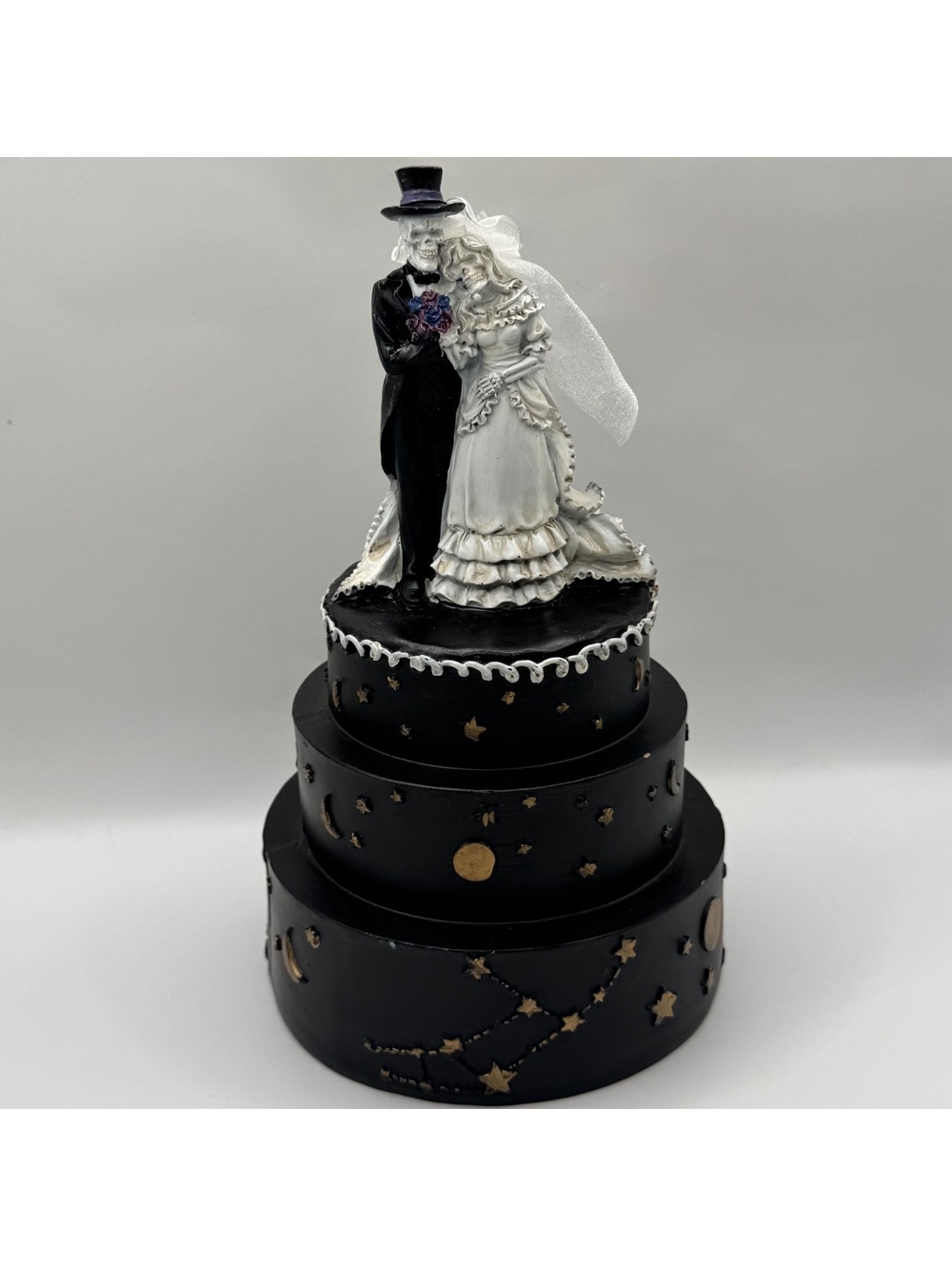 Ashland Halloween Midnight Moon Tabletop Skeleton Black Wedding Cake Decor 9" - Picture 1 of 7